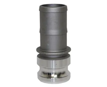 Aluminum type E camlock male adapter used on IBC tote and bulk tank discharge connections
